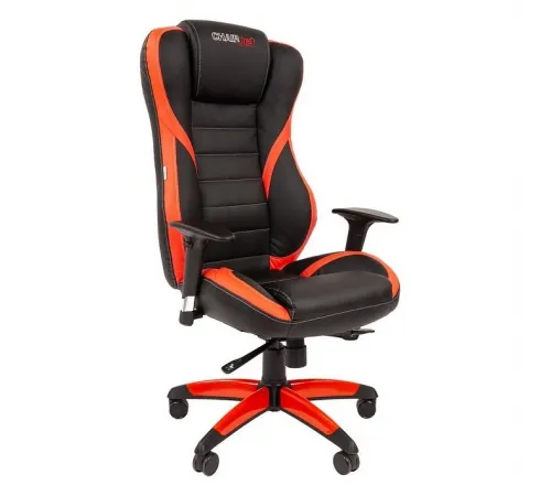 Игровое кресло CHAIRJET GAME 22 с регулируемыми подлокотниками и синхромеханизмом, экокожа, черный/красный