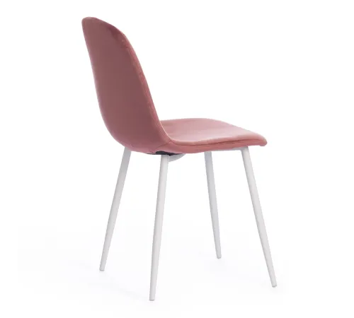 Стул BREEZE (mod. 4724) Велюр/металл, 44х53х87 см, Coral (коралловый) HLR44/белый (Комплект из 4 шт.)