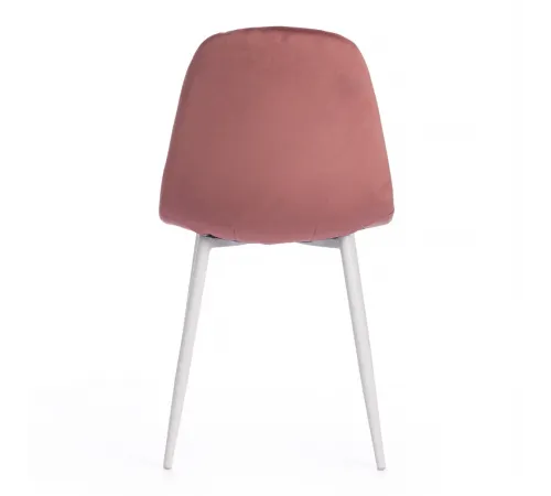Стул BREEZE (mod. 4724) Велюр/металл, 44х53х87 см, Coral (коралловый) HLR44/белый (Комплект из 4 шт.)