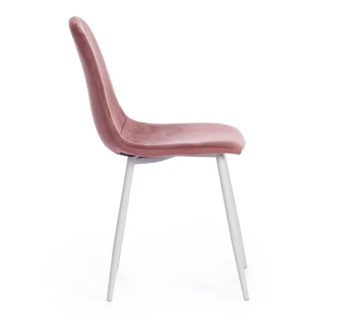 Стул BREEZE (mod. 4724) Велюр/металл, 44х53х87 см, Coral (коралловый) HLR44/белый (Комплект из 4 шт.)