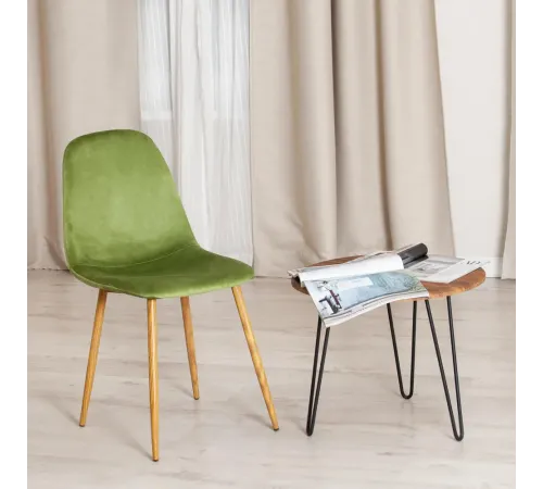 Стул BREEZE (mod. 4724) Велюр/металл, 44х53х87 см, Green (зеленый) HLR54/натуральный (Комплект из 4 шт.)