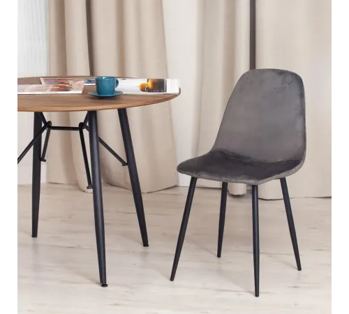 Стул BREEZE (mod. 4724) Велюр/металл, 44х53х87 см, Dark grey (темно-серый) HLR24/черный (Комплект из 4 шт.)