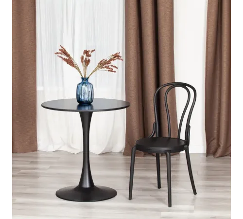 Стол TULIP 70 (mod. 46) металл / МДФ, 70 x 70 x 75 см, Black (черный)