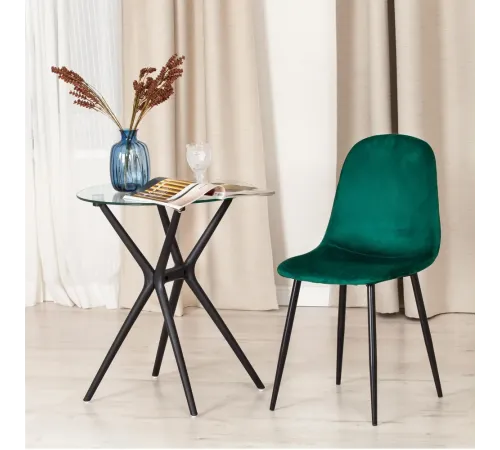 Стул BREEZE (mod. 4724) Велюр/металл, 44х53х87 см, Emerald (изумрудный) HLR56/черный (Комплект из 4 шт.)