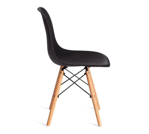 Стул CINDY (EAMES) (mod. 1801) дерево бук/металл/сиденье пластик, 45x51x82 см, Black (черный) (Комплект из 4 шт.)
