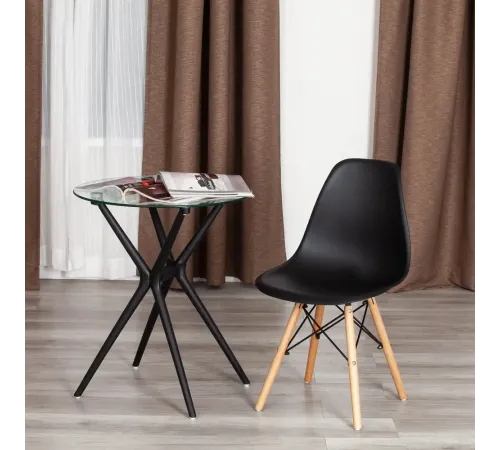 Стул CINDY (EAMES) (mod. 1801) дерево бук/металл/сиденье пластик, 45x51x82 см, Black (черный) (Комплект из 4 шт.)