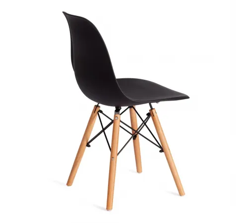 Стул CINDY (EAMES) (mod. 1801) дерево бук/металл/сиденье пластик, 45x51x82 см, Black (черный) (Комплект из 4 шт.)