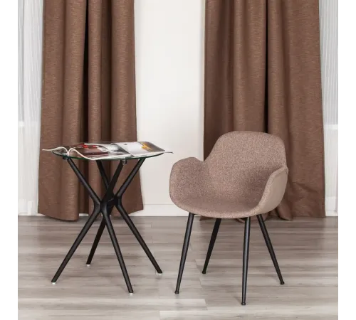 Кресло VALENTINO (mod. PC45-2) металл/экокожа/ткань, 55х58х81 см, Brown (коричневый)/чёрный (Комплект из 2 шт.)