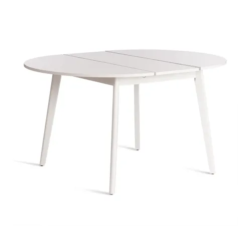 Стол обеденный SVELTO ЛДСП, опора-массив березы, 105х105 (140)х74.5 см, Белый/белый