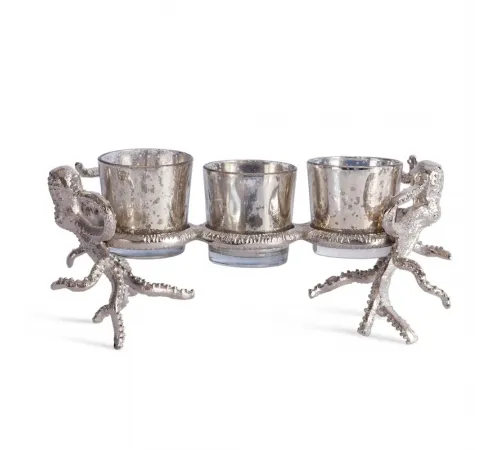 Подсвечник Secret De Maison OCTOPUS3 (mod. 3923) алюминиевый сплав, 24,5x11,5x11 см, никель/nickel antique
