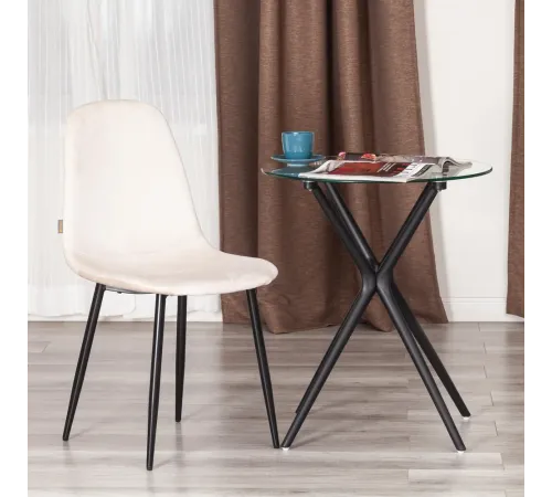 Стул BREEZE (mod. JSC-58) Велюр/металл, 44х53х86 см, beige (бежевый) HLR2/черный  (Комплект из 4 шт.)