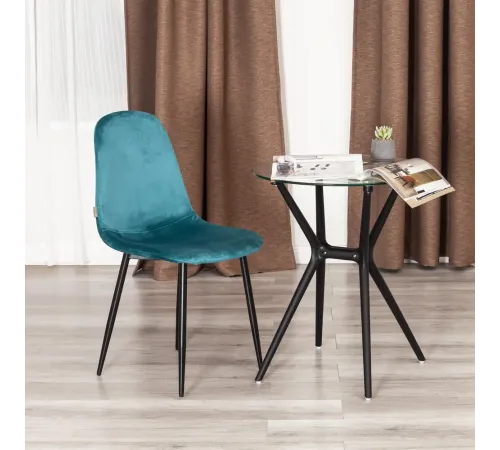 Стул BREEZE (mod. JSC-58) Велюр/металл, 44х53х86 см, light blue (светло-синий) HLR60/черный  (Комплект из 4 шт.)