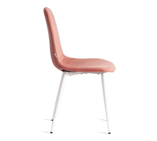 Стул BREEZE (mod. JSC-58) Велюр/металл, 44х53х86 см, Coral (коралловый) HLR44/белый (Комплект из 4 шт.)
