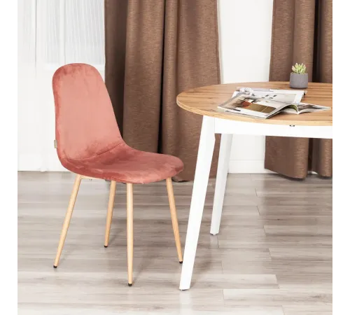Стул BREEZE (mod. JSC-58) Велюр/металл, 44х53х86 см, Coral (коралловый) HLR44/натуральный (Комплект из 4 шт.)