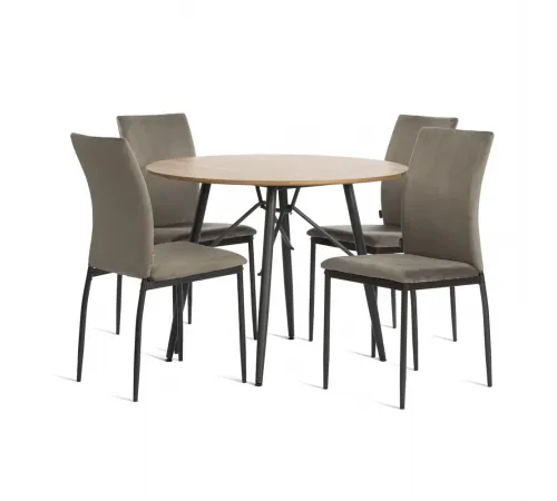 Стул CAPRI (mod. BC565-DC) металл, флок, 43 х 53 х 92 см, Dark grey (темно-серый) HLR24 / черный (Комплект из 6 шт.)