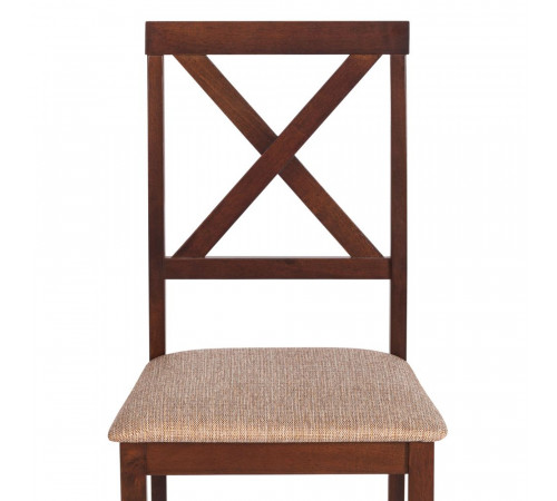 Обеденный комплект Хадсон (стол, 4 стула)/Hudson Dining Set дерево гевея/мдф, стол: 110х70х75см/стул: 44х42х89см, cappuccino (темный орех), ткань кор.-зол. (1