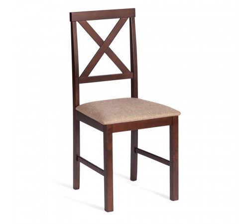 Обеденный комплект Хадсон (стол, 4 стула)/Hudson Dining Set дерево гевея/мдф, стол: 110х70х75см/стул: 44х42х89см, cappuccino (темный орех), ткань кор.-зол. (1