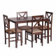Обеденный комплект Хадсон (стол, 4 стула)/Hudson Dining Set дерево гевея/мдф, стол: 110х70х75см/стул: 44х42х89см, cappuccino (темный орех), ткань кор.-зол. (1