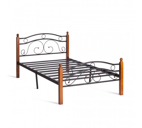 Кровать AT-803 дерево гевея/металл, 120*200 см (middle bed), красный дуб/черный