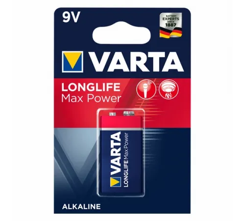 Элементы питания Varta LONGLIFE MAX POWER (max tech) 6LR61 1BL (4722) (1/10/50) 