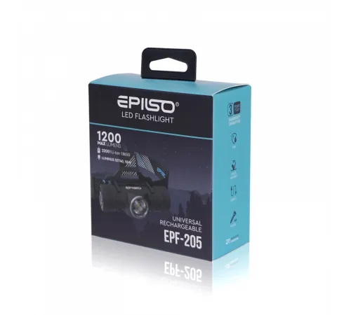 Фонарь EPILSO EPF-205 (карманный, Luminus SST40, 10W, 3.7V 2.2Ah, 5В (USB), металл, наголовный ремень, аккум. 18650)  (1/40)  