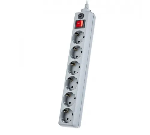 Сетевой фильтр PERFEO POWER+, PF_A4675, 5 метров, 6 гнезд, выключатель, серый (PF-PP-6/5,0-G) (1/30)  