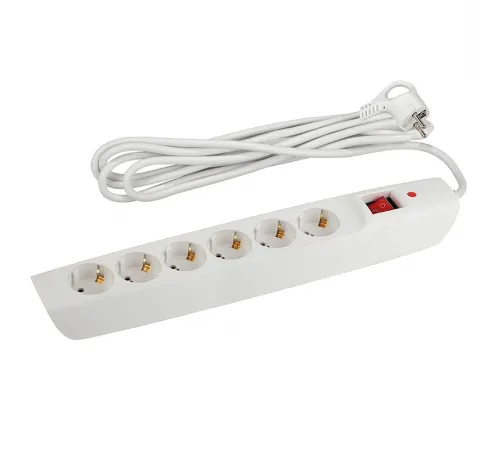 Сетевой фильтр ЭРА SFX-6es-4m-W (белый) с заземл, 10A, с выкл, 6гн, 4м (1/10) 