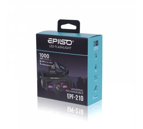 Фонарь EPILSO EPF-210 (карманный, Luminus SST40, 10W, 3.7V 2.2Ah, 5В (USB), металл, наголовный ремень, аккум. 18650)  (1/40)  
