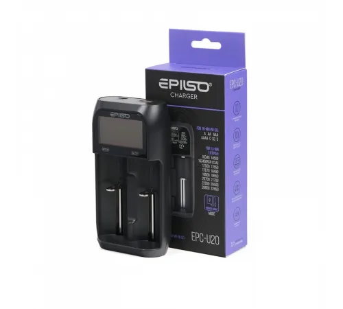 Зарядное устройство  EPILSO EPC-U20 (пустое, 1-2х 10340, 14500, 16340, 18650, 32650, A, AA, AAA, C, D; PowerBank) (1/20)  