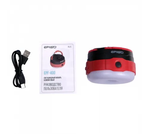 Фонарь EPILSO EPF-400 (кемпинговый, 1LEDx3W+24SMD+4SMD, 3.7V 2.0Ah, 5В (USB), пластик, динамо)  (1/40)  