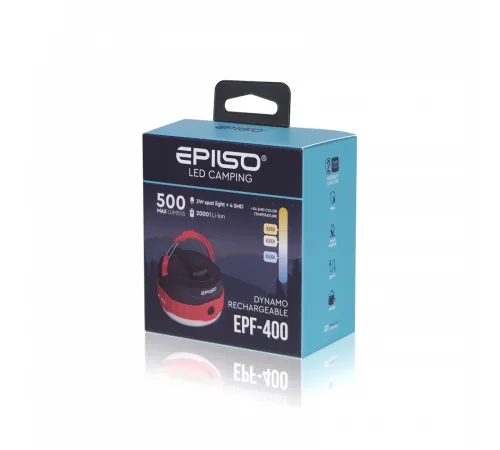 Фонарь EPILSO EPF-400 (кемпинговый, 1LEDx3W+24SMD+4SMD, 3.7V 2.0Ah, 5В (USB), пластик, динамо)  (1/40)  