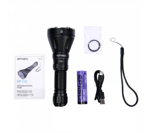 Фонарь EPILSO EPF-240 (карманный, Luminus SFT40, 3.7V 4.0Ah, 5В (USB), металл, аккум. 21700)  (1/40)  